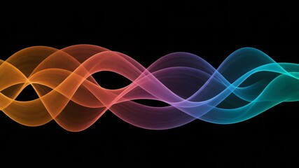 Poster - Colorful abstract waves flow smoothly against a black background