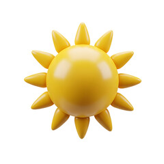 Fototapete - Stylized 3d yellow sun with rounded rays isolated on transparent background