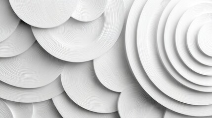 Poster - Abstract white circles of varying sizes overlap to form a visually interesting texture, ideal for interior design, art, and modern architecture.