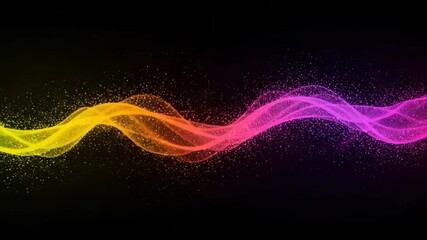Poster - A vibrant abstract wave with colorful particles creates a dynamic and futuristic background
