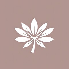 Leinwandbilder - Elegant botanical leaf emblem on neutral canvas, soft tone minimalist plant illustration
