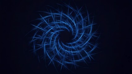 Poster - A mesmerizing spiral of blue light creates a futuristic and abstract design on a dark background