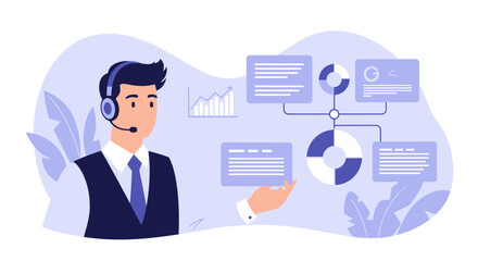 Poster - Online Business Support Assistant Explaining Analytical Data with Headset