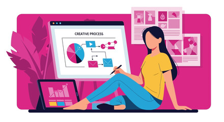 Poster - Woman Creating Digital Content And Working On Creative Process Presentation