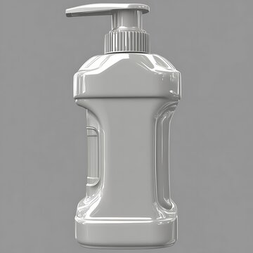 Sleek soap dispenser showcasing modern design and hygiene in a minimalist gray setting