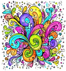 Poster - Colorful, swirling, abstract design with decorative elements.