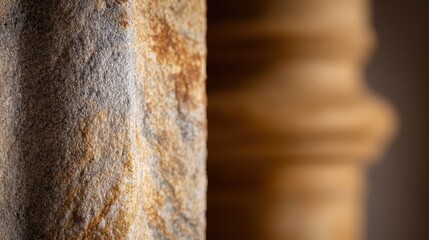 Poster - Close-up view of textured stone column surface.