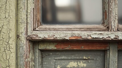 Poster - Close-up view of weathered wooden window frame.