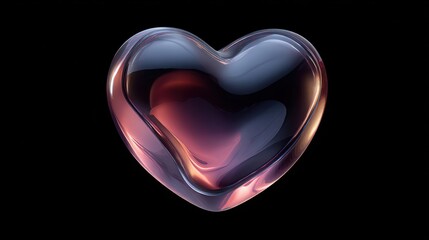 Aufkleber - A  vibrant,  glowing,  heart-shaped,  glass  object,  isolated  on  black.