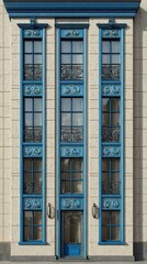 Poster - Architectural facade of a multi-story building with classic design.