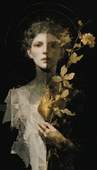 Poster - A captivating depiction of a woman holding a golden heart.