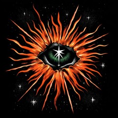 Poster - Fiery celestial eye design with radiating light.