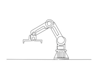 Leinwandbilder - Continuous one line drawing of robot arm machine for industry. Robotic arm technology outline illustration. Editable vector.