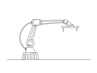 Leinwandbilder - Continuous one line drawing of robot arm machine for industry. Robotic arm technology outline illustration. Editable vector.