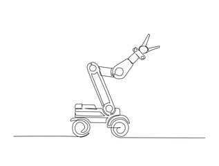 Leinwandbilder - Continuous one line drawing of robot arm machine for industry. Robotic arm technology outline illustration. Editable vector.