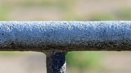 Poster - Close-up view of a weathered metal railing section.