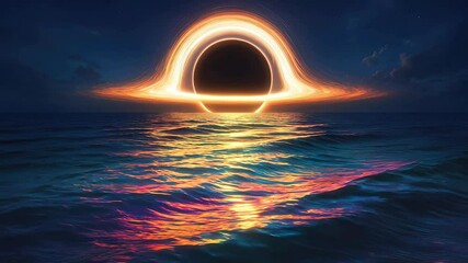 Wall Mural - Blackhole in the sky, above the ocean