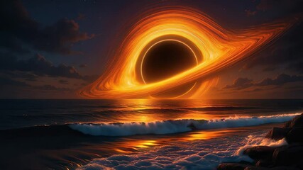 Wall Mural - Blackhole in the sky, above the ocean