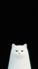 Poster - White feline figure against a black backdrop.