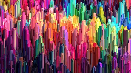Poster - Vibrant abstract illustration of vertical geometric shapes.