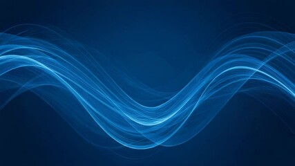 Poster - Smooth blue waves flow across a dark background, creating a calming and visually appealing abstract design