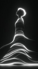 Aufkleber - Abstract silhouette of a woman, illuminated by ethereal light.