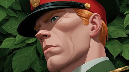 Aufkleber - Close-up portrait of a man in military uniform.