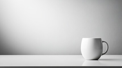 Poster - Simple white mug on a plain surface.