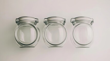 Poster - Three empty glass jars with metal lids.