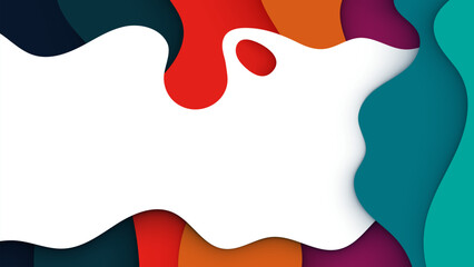 Poster - Colorful Fluid Abstract Background with White Center Space