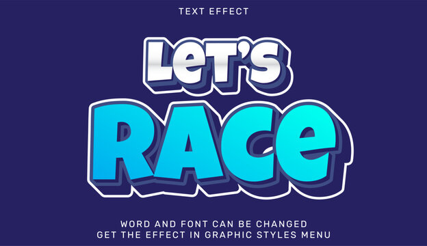 Lets race text effect in 3d design