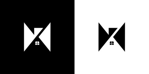 Creative Letter M Logo with House, Illustration, Design Inspiration, Vector, Icon