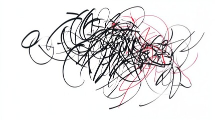 Wall Mural - a scribble abstract lines black.