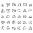 © hsa1 - Meeting Line Icons – Business Conference, Team Collaboration, Online Call, Brainstorming, and Office Communication Symbols