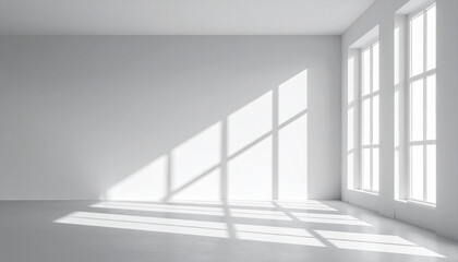Poster - Abstract white background with white light and grey shadow empty light interior with copy space for creative studio backdrop project
