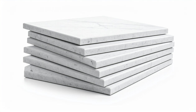 A stack of smooth white tiles ready for a creative project on a clear png or white background
