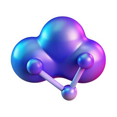 Fototapete - A vibrant 3d cloud icon with connections, symbolizing data and network isolated on transparent background