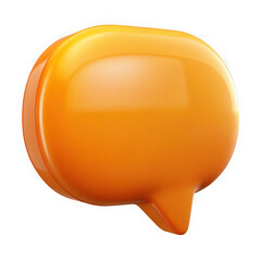 Fototapete - A glossy orange 3d speech bubble icon, perfect for communication and chat applications isolated on transparent background