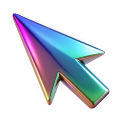 Fototapete - A dazzling, iridescent 3d cursor arrow icon glistens with rainbow hues, perfect for digital interfaces isolated on transparent background