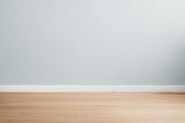Aufkleber - Minimalist empty interior with light wooden floor and clean white wall perfect for design mockup, poster, or banner background template display.