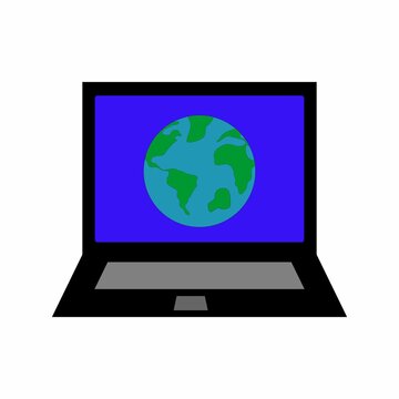 Laptop Displaying Earth Global Connectivity and Digital World Concept