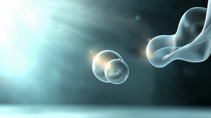 Poster - Floating abstract cells: A captivating image of abstract, floating cells in a futuristic design, radiating a soft, ethereal glow, and creating a sense of scientific curiosity and wonder.