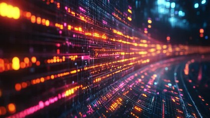 Poster - Digital Flow: A vibrant stream of data courses through a complex, dynamic network. Illuminated data lines, bursting with energy and conveying technological advancement.
