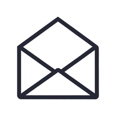 Poster - Mail envelope icon with a web communication symbol for business contact simple flat black silhouette of closed envelop vector icon illustration on white background minimalist