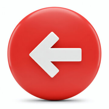 Red Back Arrow Button Design Element for User Interface