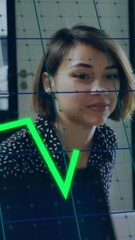 Poster - Animation of financial data processing over diverse business people in office