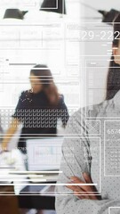 Poster - Animation of data processing over asian businesswoman in office