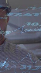 Poster - Animation of financial data processing over caucasian male architect in office