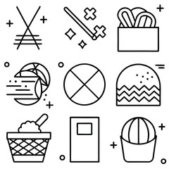 Poster - Minimalist icons representing various objects and symbols line art