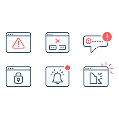 Poster - Website Error Icons Alert Notification Security and System Failure Line Art Graphics